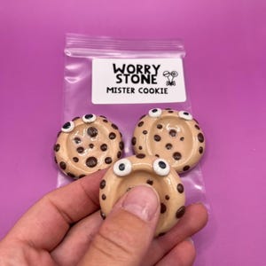 Worry Stone (Mister Cookie) -Handmade Polymer Clay Worry Stone