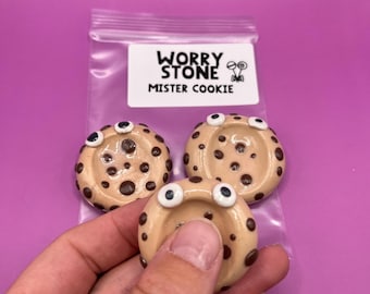 Worry Stone (Mister Cookie) -Handmade Polymer Clay Worry Stone