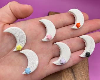 Twin Moons -Handmade Polymer Clay Magnets
