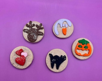 Pillsbury Retro Cookies -Handmade Polymer Clay Magnets (Valentines, Christmas, Halloween)