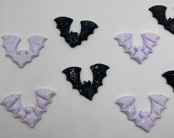 Spooky Bats purple and black -Handmade Polymer Clay Magnet Set