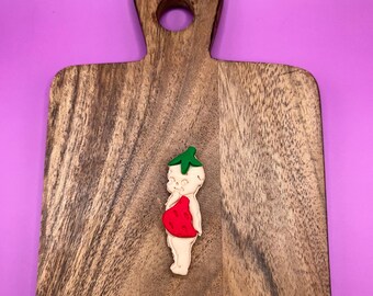 Vintage Baby Kewpie in strawberry outfit -Handmade Polymer Clay Magnet
