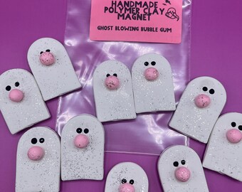 Ghost Blowing Bubblegum -Handmade Polymer Clay Magnet
