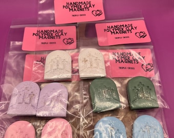 Christian (religious) crosses -Handmade Polymer Clay Magnets (Set of 2)