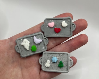 Cookies on Pan -Handmade Polymer Clay Fridge Magnet (Valentines, Christmas, Halloween)