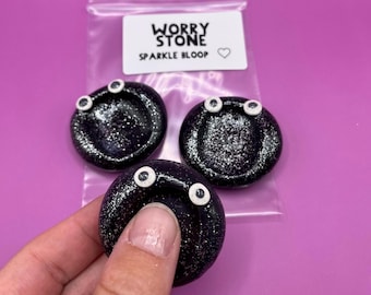 Worry Stone (Sparkle Bloop) -Handmade Polymer Clay Worry Stone