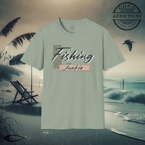 Maglietta Fishing Junkie – Maglietta Bold Outdoorsman per pescatori, amanti del lago e amanti di canne e mulinelli