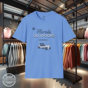 Florida Outdoors Golf Cart T-Shirt – Maglietta grafica Sunny Day per gli amanti del golf e le vibrazioni dello stato del sole
