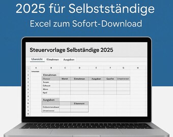 Tax template for self-employed persons 2025 – Excel template for income & expenses