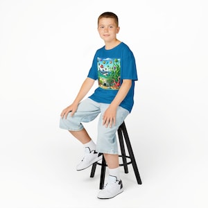 T-shirt enfant aventure sous-marine - Motif requin amusant pour les amoureux de l'océan, cadeau d'anniversaire, vêtements d'été, tenue pour une partie de jeu, chemise Sea Life