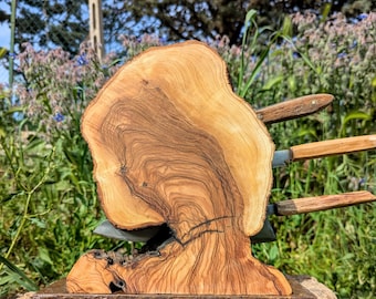 PROMOCIÓN Bloque magnético para cuchillos de madera de olivo con capacidad para 3 cuchillos