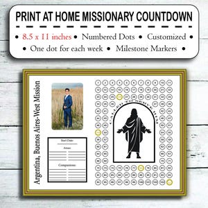Print at Home Mission Countdown, LDS Mission Countdown, Latter Day Saint Mission, Mission Countdown, Letter Size, Weekly Mission Countdown