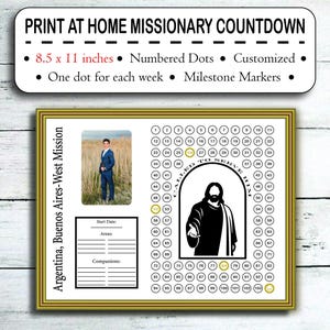 Print at Home Mission Countdown, LDS Mission Countdown, Latter Day Saint Mission, Mission Countdown, Letter Size, Weekly Mission Countdown
