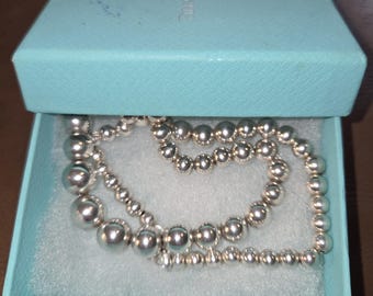 Tiffany & Co. Sterling Silver HardWear Graduated Bead Ball Necklace 16.5".