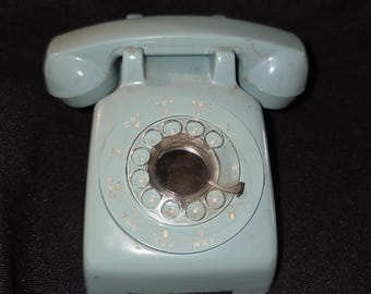 Vintage Miniature Plastic Blue Rotary Telephone Salesman Sample