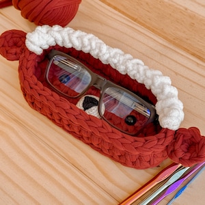 Crochet Eyeglasses Holder Pattern, Cute Sheep Glasses Holder, Eyeglass Tray Tutorial Pattern, Tshirt Yarn Glasses Holder, Oval Eyeglass Hold