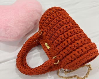 Crochet Handbag Pattern PDF | Structured Mini Bag Tutorial | T-Shirt Yarn Purse | Modern Chunky Crochet Bag Pattern