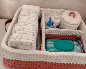 Crochet Diaper Caddy Pattern PDF: Nursery Organizer with Dividers