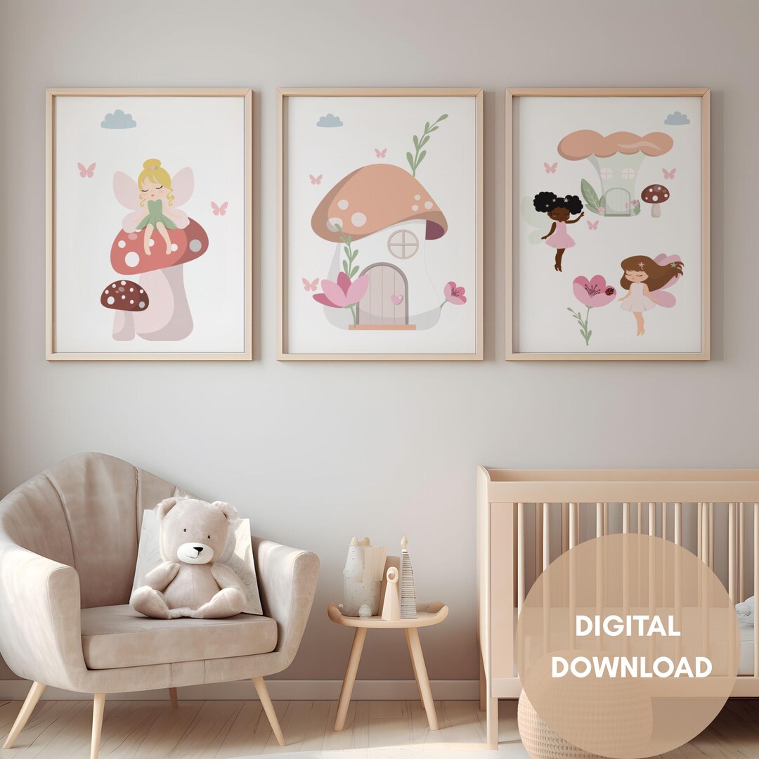 Fairy Nursery Print for Baby Girl Room| Fairies Nursery Wall Art| Fairy ...