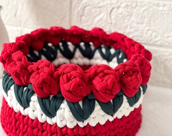 Christmas Tulip & Cachepot Basket Crochet Pattern (PDF Download)