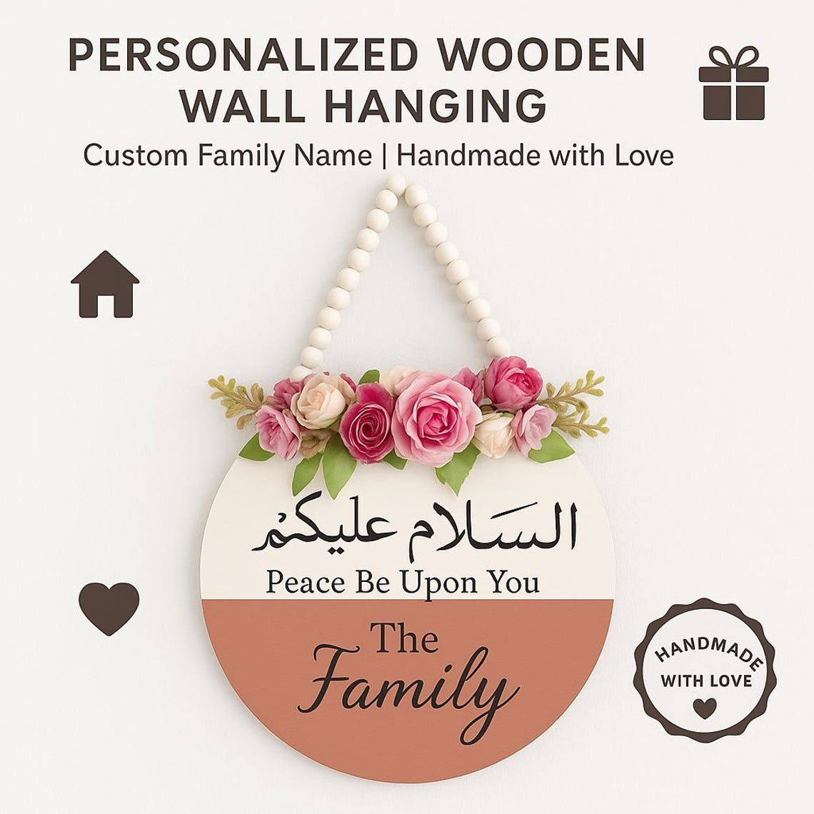 Personalized Islamic Wooden Welcome Sign – Arabic Calligraphy Wall Art ...
