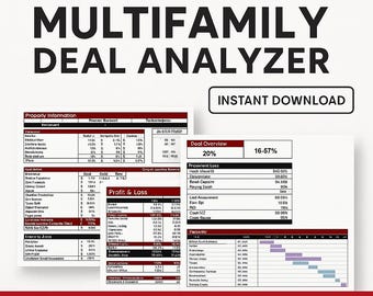 Real Estate Deal Analyzer Spreadsheet | Investment Calculator for Multifamily, Motel, Business | Instant Download
