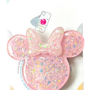 Light pink glitter mouse head phone grip