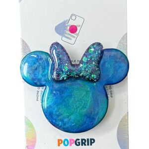 Blue/green/purple mouse head phone grip