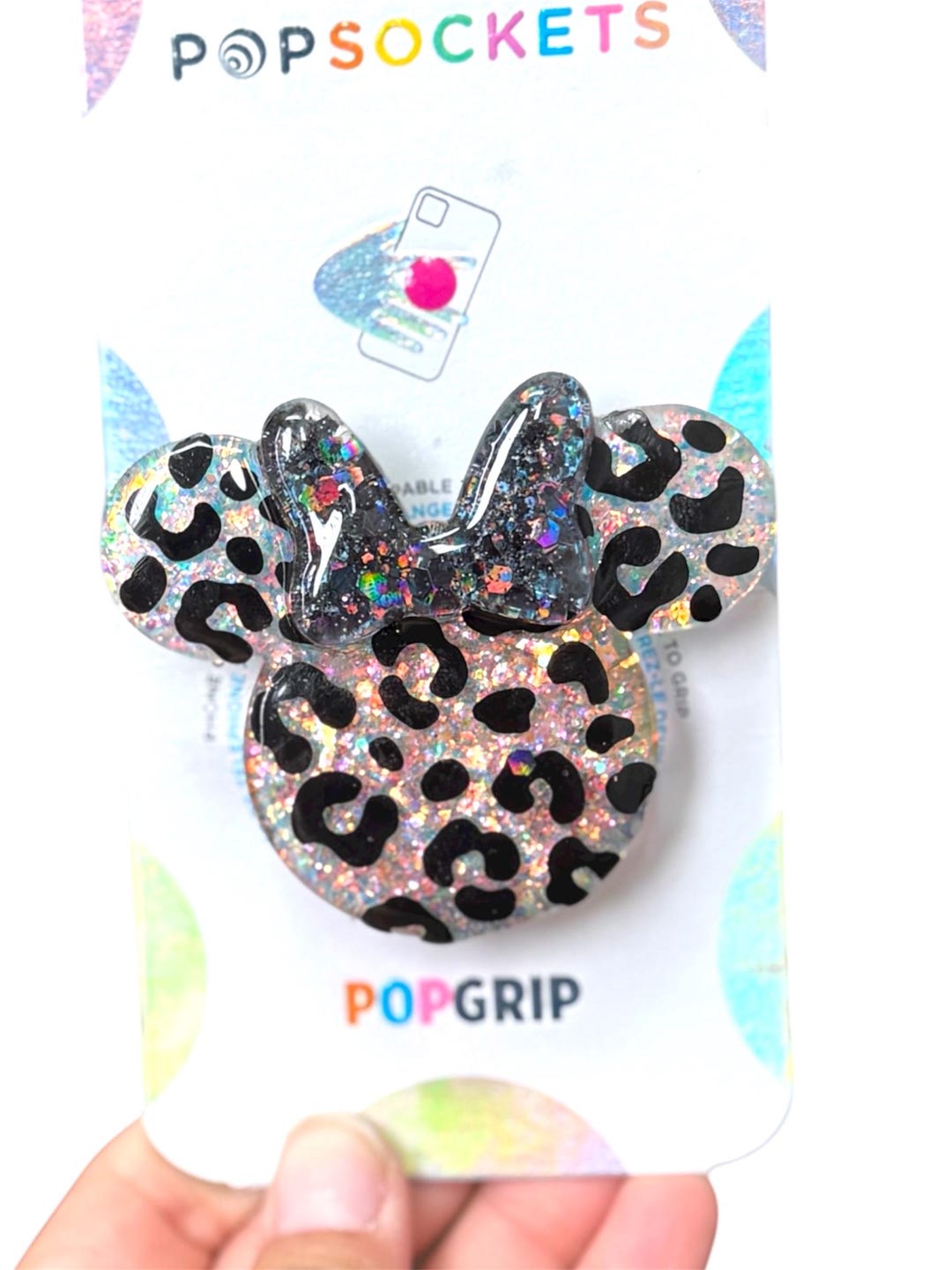 Leopard Print Magic Opal Glitter Mouse Head Phone Grip - Etsy Canada