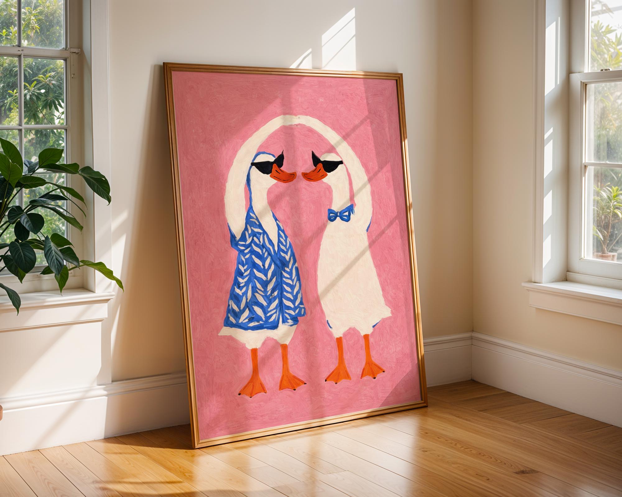 Pink Silly Goose Printable, Maximalist Geese Wall Art, Quirky Colorful ...