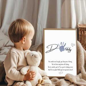 Arte de parede com impressão de mão e poema de papai, primeiro presente de Dia dos Pais da filha, decoração de piada de pai, presente engraçado, ideia de artesanato, impressão de bebê, filho, papai