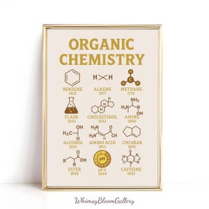 Poster organische chemie, grappig decor wetenschap klaslokaal, periodiek kunst aan de muur, leraar scheikunde chemie lab decor cadeau voor wetenschapper print