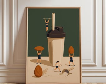 Tiny People Workout Printable, Retro Athlete Powerlifting Poster, Weightlifter Gift, Fitness Motivational Home Gym Decor, Digital Download