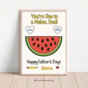 Um pôster de impressão digital do pai em melão, decoração de piada para o novo papai, presentes para a filha no dia dos pais, arte de parede engraçada para presente de bebê, impressão de pai e filho