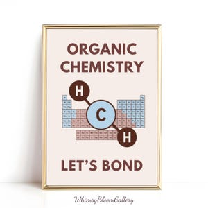 Lets Bond organische chemie poster, grappige Science Chem Lab print, periodiek kunst aan de muur, scheikunde leraar cadeau voor chemicus, chemie papier DC