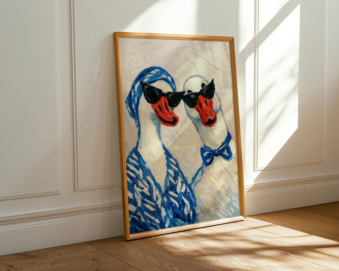 Whimsical Silly Geese Print, Quirky Animal Poster, Fun Dining Room or ...