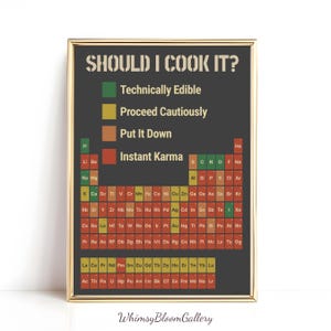 Periodic Table of Elements Print Should I Cook Scientific Poster Science Classroom Decor Organic Chemistry Teacher Gift Chemistry Experiment