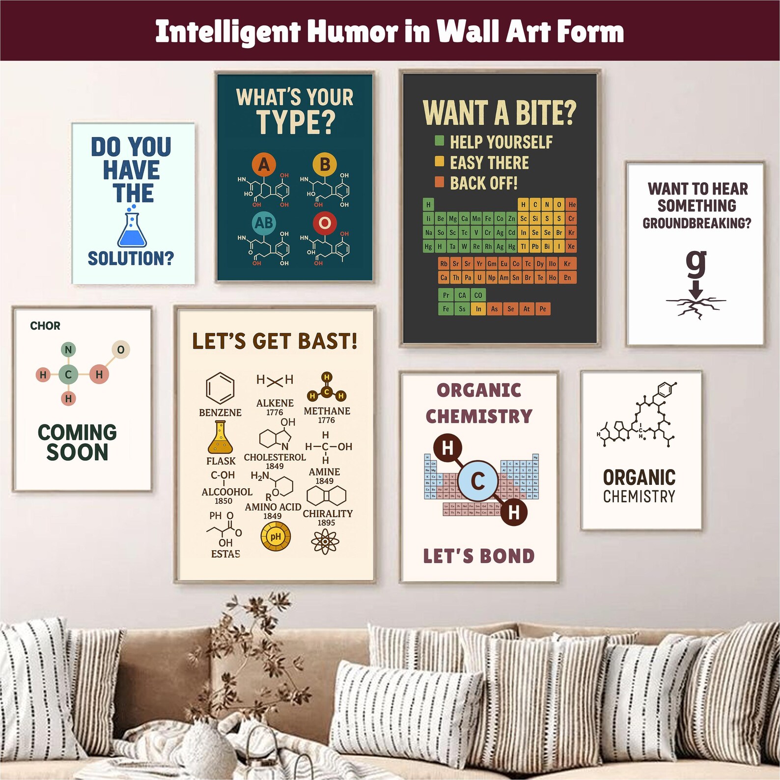 Organic Panic Table Funny Science Poster, Periodic Table Wall Art ...