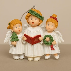 Vintage DaySpring “Three Carolers” Ornament – 2000 Christmas Angel Figurines – Inspirational Holiday Decor – Boxed Christian Ornament