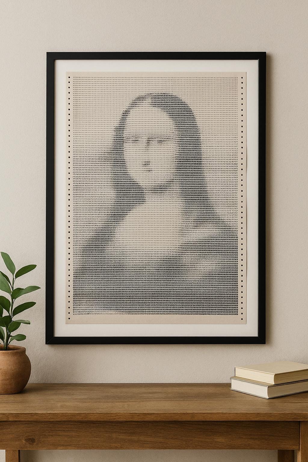 Vintage ASCII Art Mona Lisa – Computer Line Printer Printout