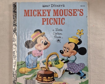 Vintage Little Golden Book Mickey Mouse’s Picnic – Classic Disney Children’s Storybook – 1980s Illustrated Book