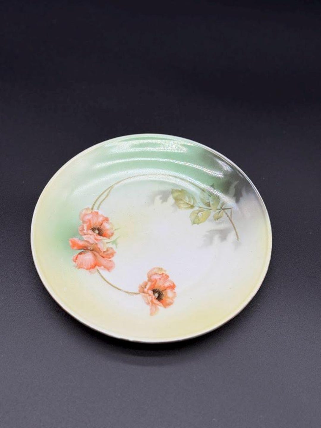 Antique RS Germany Hand-painted Porcelain Saucer – Floral Poppies