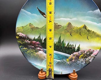 Hand-painted Mountain Landscape Plate – Mexican Eagle Waterfall