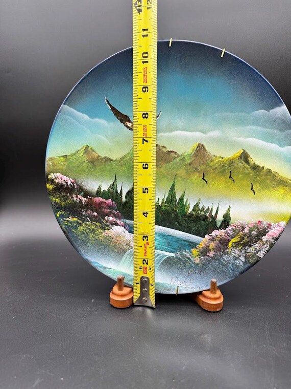 Hand-painted Mountain Landscape Plate – Mexican Eagle Waterfall