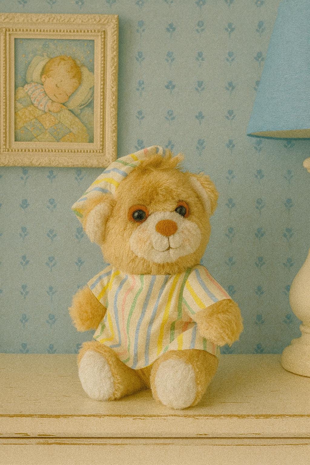 くまくまさん専用Silk Scapes Vintage 80s 1983 Dakin Musical Teddy Bear – Striped Pajamas – Vintage Wind-up