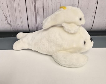 Vintage 1991 Fable Toy Corp Mother Baby Seal Plush Set – Arctic Pair Collectible