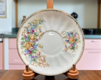 Vintage Blumen Untertasse | Porzellan Teller mit 7 Ornamenten