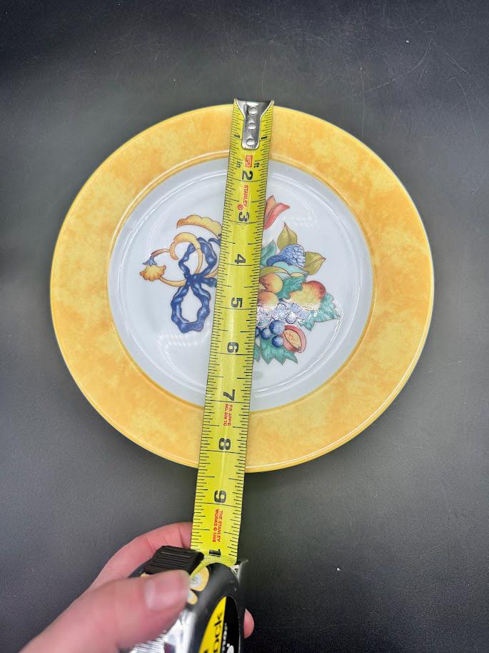 Set of 6 Bernardaud Limoges Plates – Yellow Rim Floral China