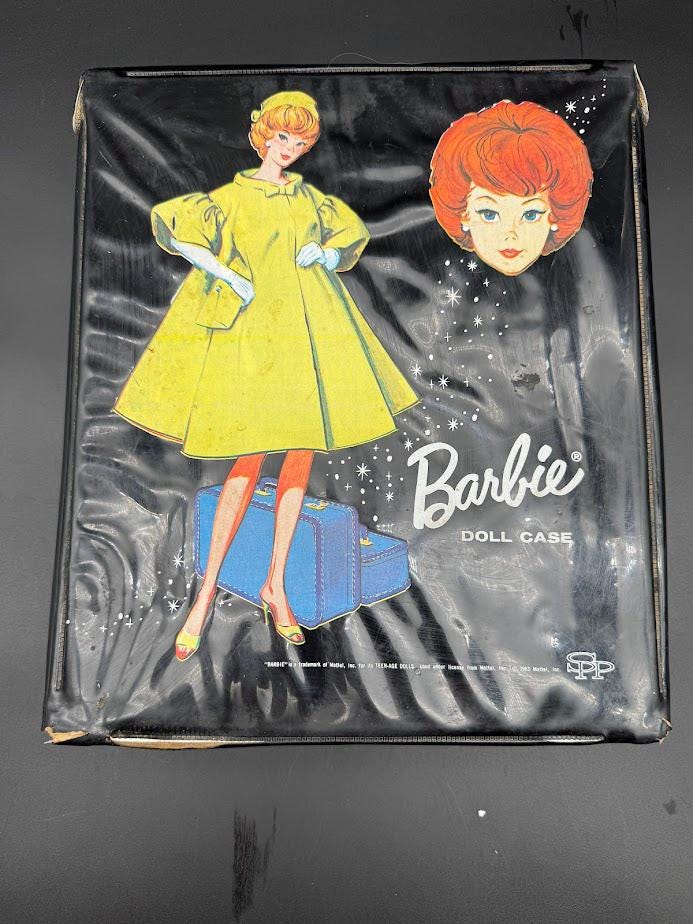 Vintage 1960s Mattel Barbie Doll Case – Black Vinyl Travel Trunk