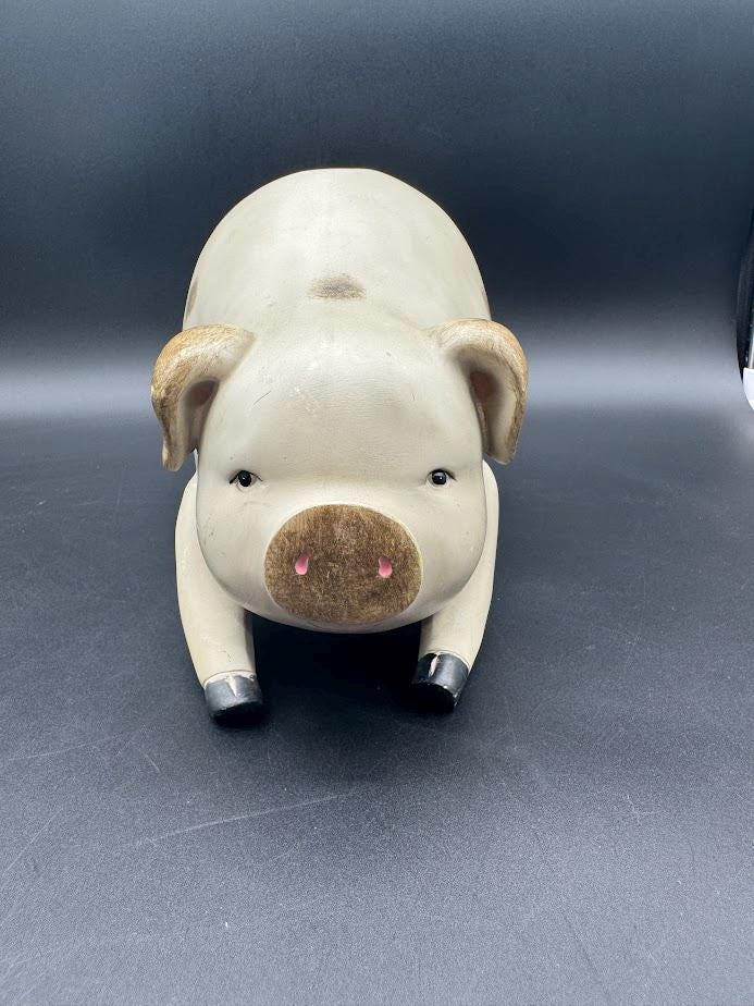 ヴィンテージ陶器製豚の置物 – 手描きの農家風装飾、1980年代 - Etsy 日本
